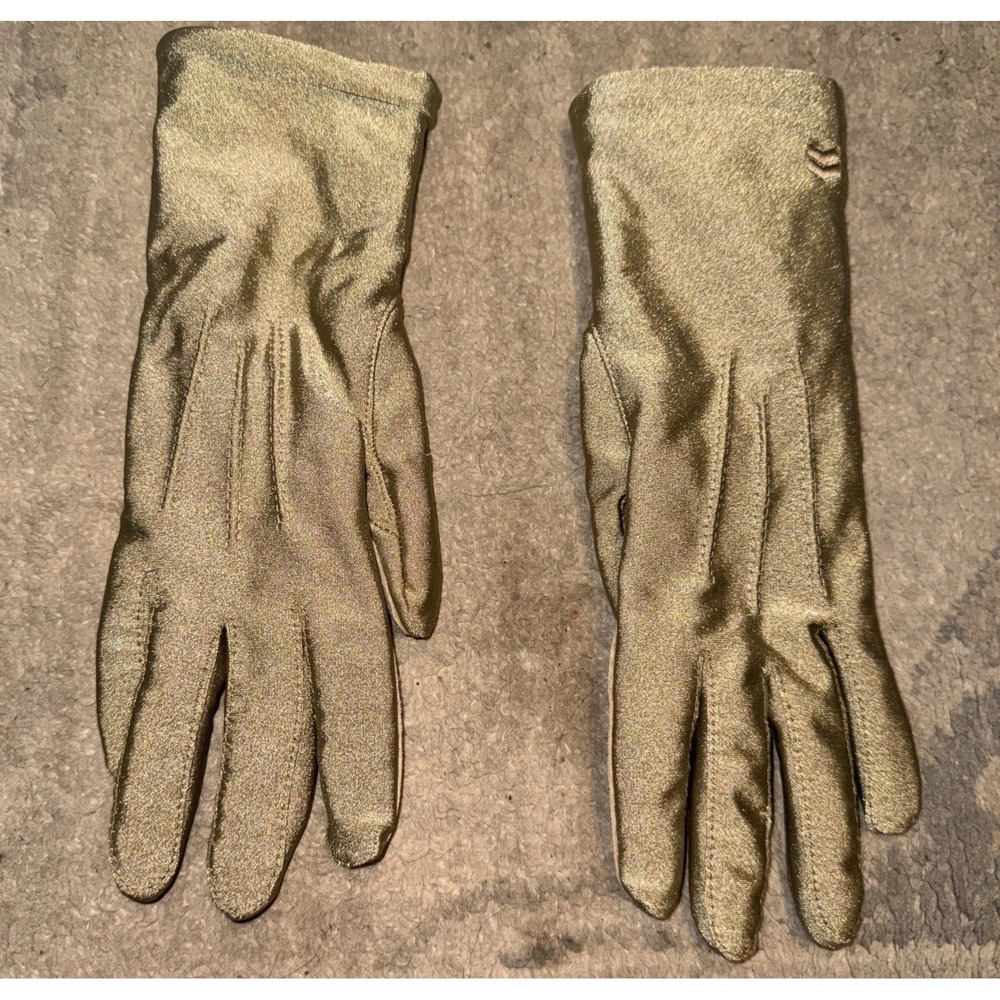 Isotoner Womens  Lined Beige Gold Knit Stretch Nylon Aris Winter Gloves One Size